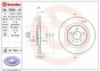 2X Brembo 08.7955.11 Bremsscheibe Hinten FüR CitroËN Fiat Lancia Peugeot