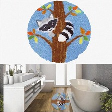 CozyCrafts Raccoon Haven: DIY Latch Hook Rug Kit for Adults - 17.8 X 17.8in 3D E
