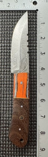 Fixed Blade Damascus Steel Hunting Knife w/ Leather Sheath - Picture 6 of 8