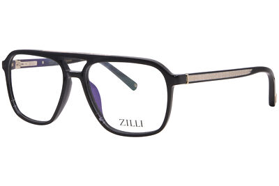 Zilli ZI60075 C01 Eyeglasses Men's Black/Shiny Gold Full Rim 55mm
