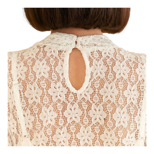 Farm Rio weiße Langarm-Bluse mit Spitze und Rüschen feminin Cottagecore Damen Small - Bild 6 von 12