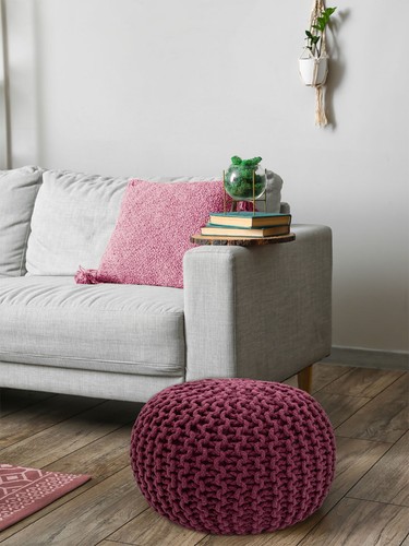 Knitted Ottoman Pouf Floor Cushion Ø 55cm - Picture 18 of 156