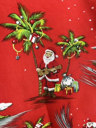 Camisa Hawaiana Para Hombre Lowes Navidad L Roja Santa Guitarra Isla Fiesta Ligera - Imagen 10 de 13