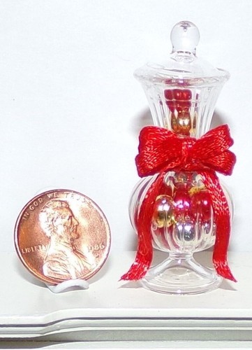CASA DE MUÑECAS MINIATURA ESCALA 1:12 BOLA DE NAVIDAD/JARRÓN DE CARAMELO ~ FRASCO DE VIDRIO ROBLE ¡NUEVO! - Imagen 2 de 12