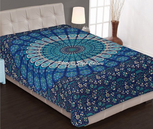 Mandala Tapestry Green Twin Printed Wall Decor Cotton Hippie Wall Hangings Sale - Picture 2 of 3