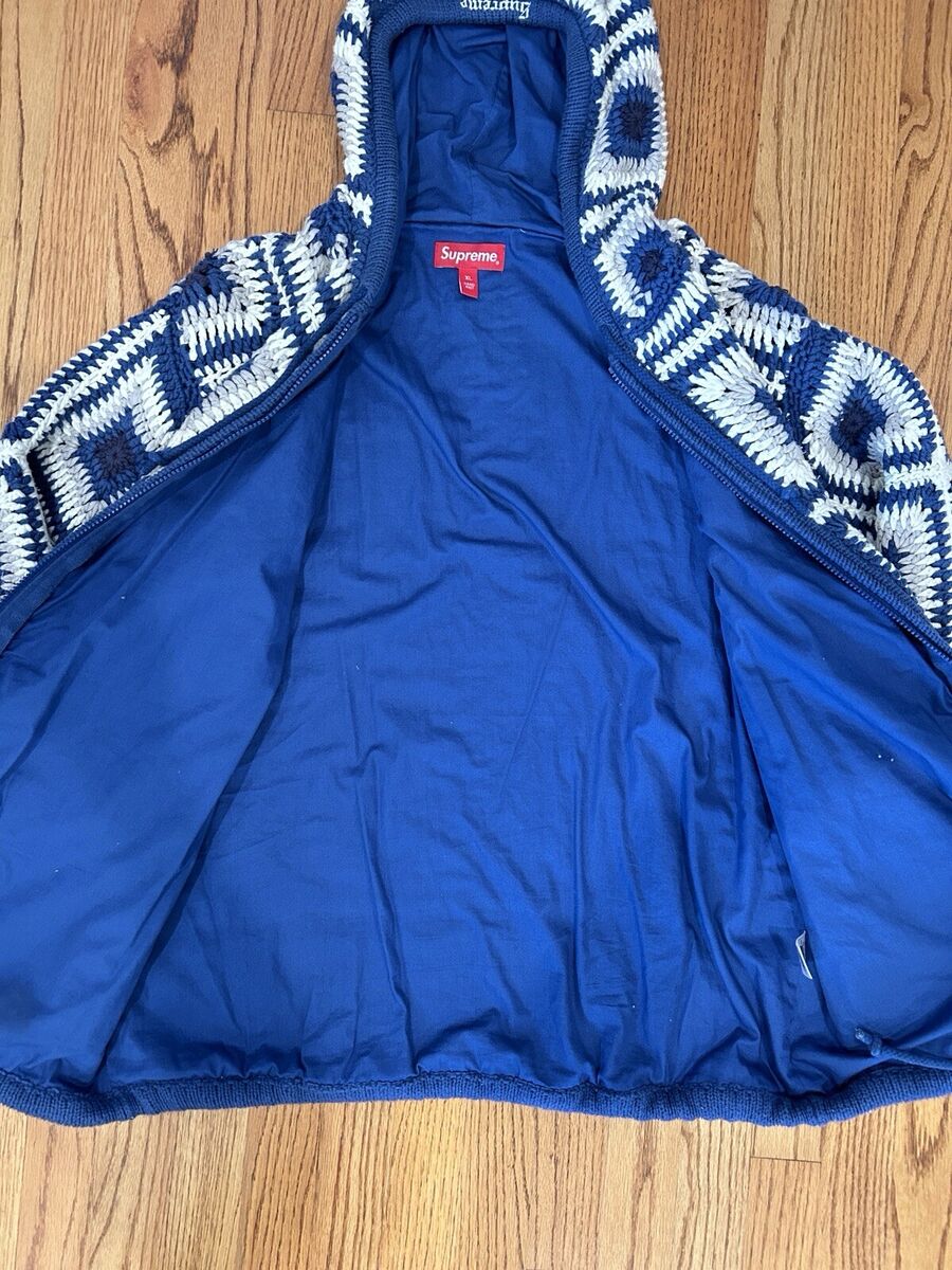 Supreme Crochet Hooded Zip Up Sweater Navy Size XL | eBay Supreme Crochet Hooded Zip Up Sweater Navy Size XL | eBay