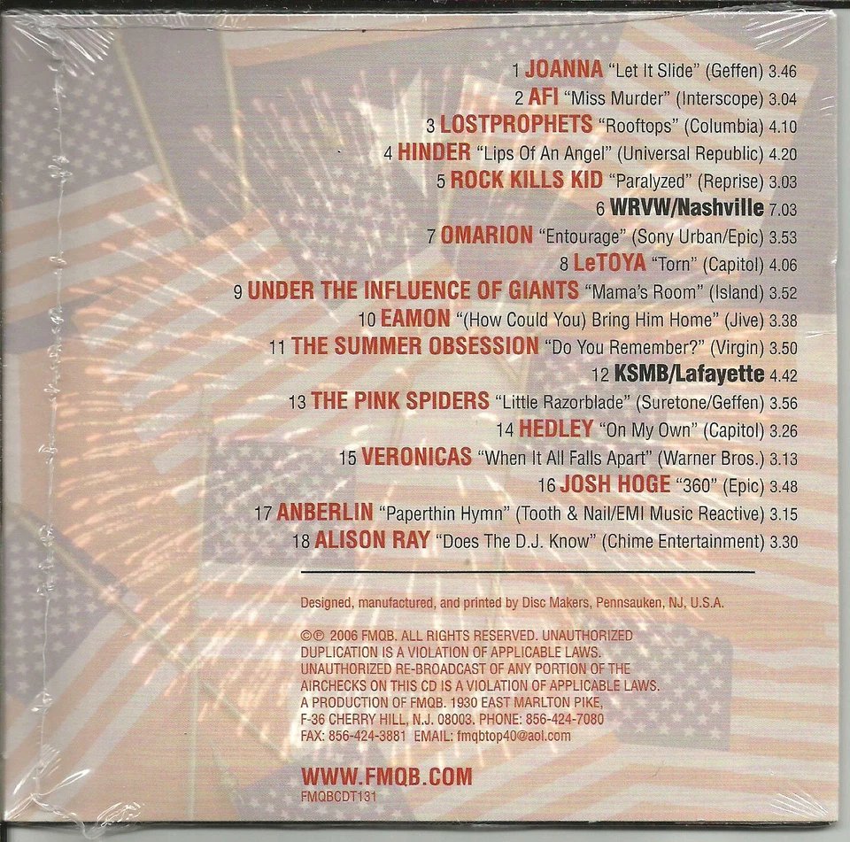 PROMO CD AFI Hinder ANBERLIN Lostprophets HEDLEY Josh Hoge VERONICAS Omarion Foto 2 de 2