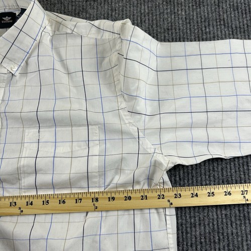 Dockers Mens L White Striped Collar Button Up Long Sleeve Casual Shirt Pocket - Picture 8 of 11