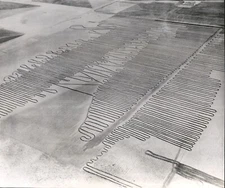 LD246 1956 Wire Photo SOIL-SAVER Near Amarillo Texas Plowing Pattern Aerial