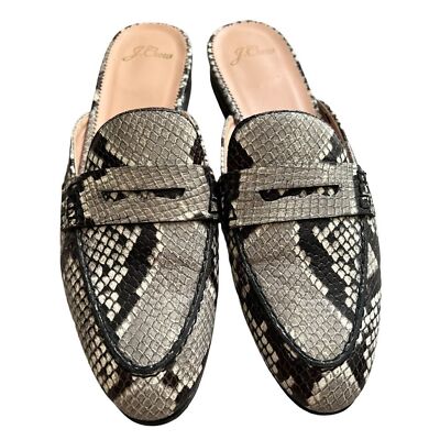 Academy Snake Penny Loafer Mules Womens Embossed Leather Slip-On  Shoes
