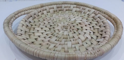 Hand Woven Coil Basket Handmade Shallow Round Vintage Arabian 14 in - Picture 5 of 7