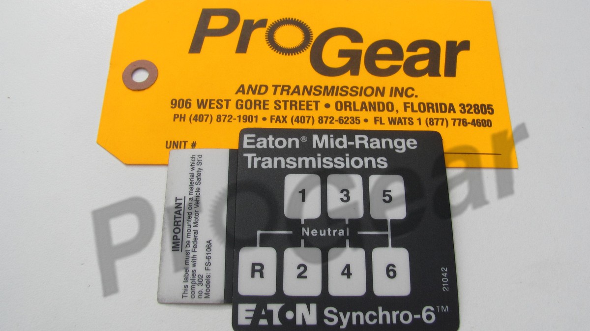Eaton Fuller 6 speed transmission shift pattern for FS6106A only