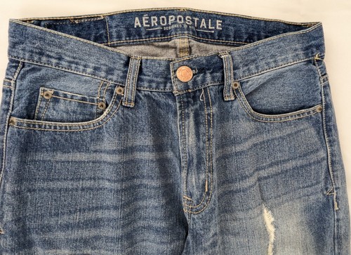 Aeropostle Blue Jeans Distressed Denim Herren 30x32 Straight Fit Leg Baumwolle - Bild 4 von 9