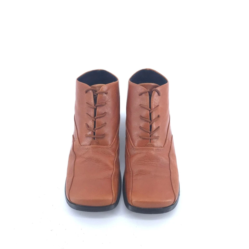 Botín Bakers Mujer Setter Puntera Cuadrada Clásico Con Cordones Cuero Camel Tacón Bloque 8 Foto 3 de 4