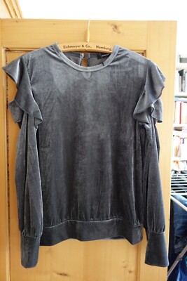 Reserved  Bluse Wickelbluse Gr. S Schößchenbluse Volants Silber glänzend