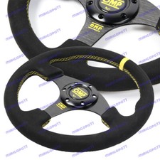 13 Yellow Stitching Suede Leather Racing Sport Steering Wheel For Momo Omp Hub