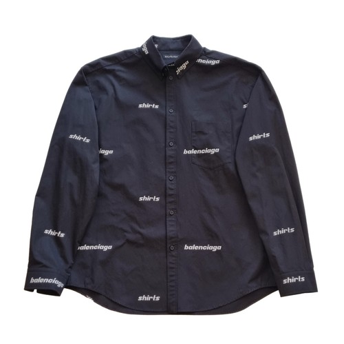 Balenciaga Chemise Oversize Manches Longues En Coton Unisexe MJ0 662983 Noire