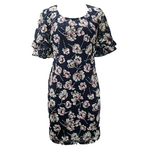 vintage lace collar dress Lavender Lace Collar Ruffles Sleeve Floral Print 1930S Vintage Dress With Belt, Lavender / S main image 1