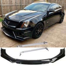 Front Bumper Lip Spoiler Glossy Black + Strut Rods For Cadillac CT4 CT5 CTS UK