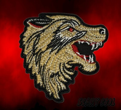 New Wolf Red Eye Iron On Embroidered Gothic Biker Patch