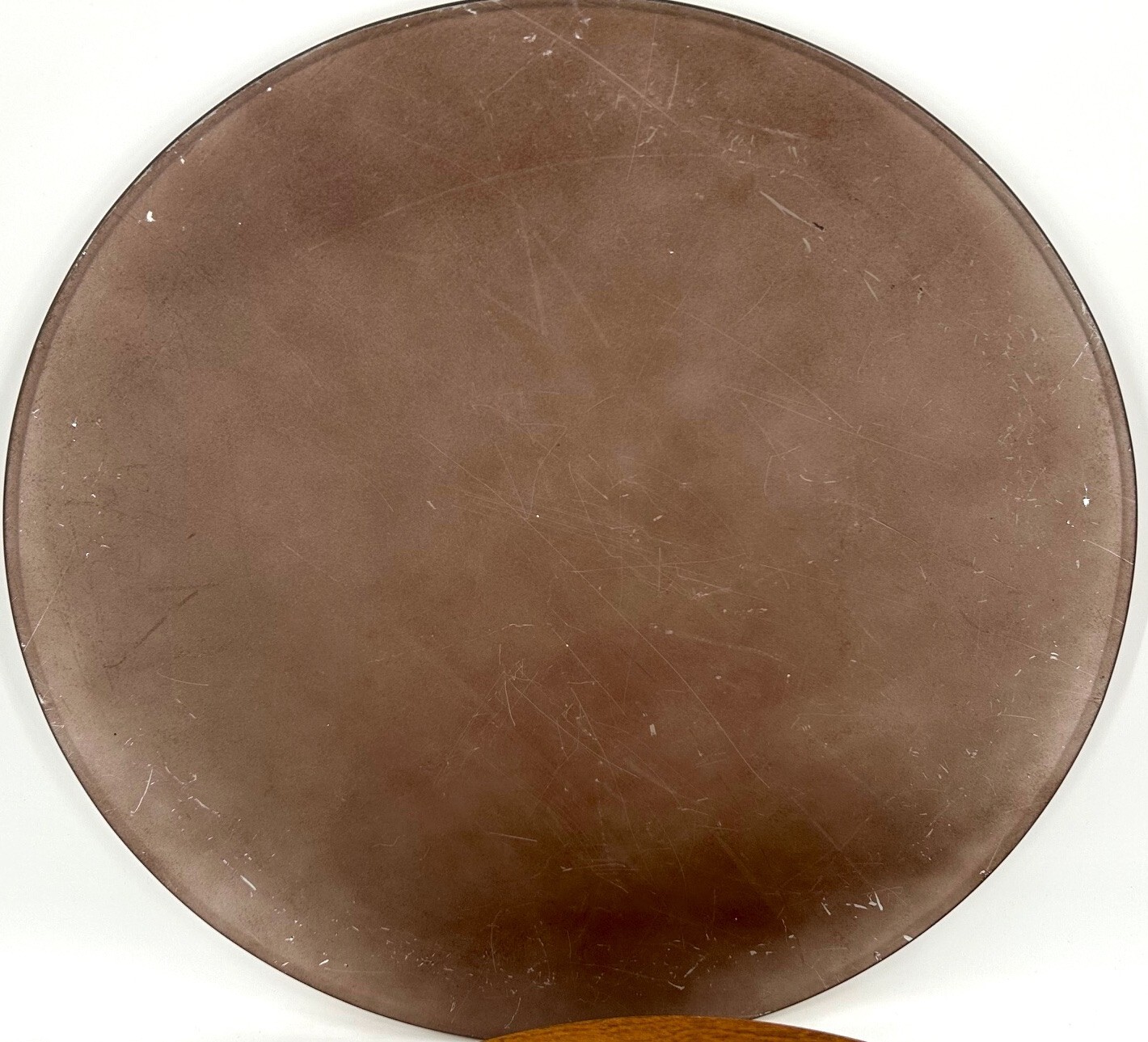 VINTAGE Ethan Allen American Tradition Wood Formica Lazy Susan w/ Glass Top 20"