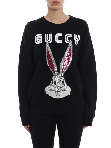 Gucci Womens Black Cotton Sequined Bugs Bunny Oversized Sweatshirt M 469250  1082 | eBay