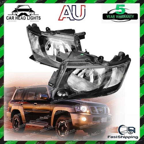 Pair Headlights For Nissan Patrol GU Series GU4 Y61 10/2004-2016 Black Smoked - Picture 3 of 7