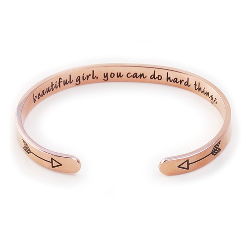 Inspirational Mantra Cuff Band Bangle Bracelet for Girls Beautiful Girl - Picture 3 of 6