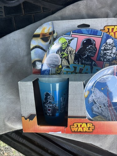NEW Star Wars Kids 3-piece Dinnerware & Darth Vader PLATE BPA Free. - Picture 6 of 12