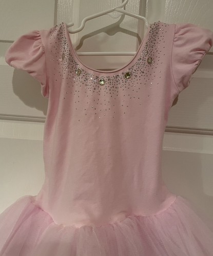 Girls Ballet Dress Dance Tutu Dress Pink Size Large Sequins - Picture 2 of 5