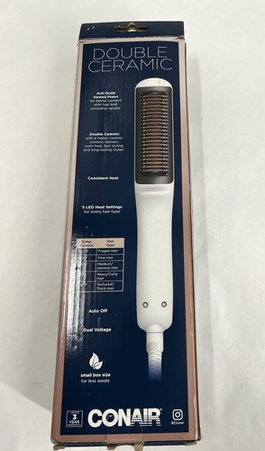Conair Double Ceramic Hair Styling Brush White Heated Straight Brush - Picture 5 of 5