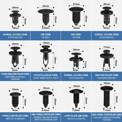 Tornillos De Plasticos Para Carros Autos Clips Remaches Plásticos 240 Set Negro - Bild 6 von 7