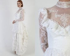 Vintage Wedding Dresses Bridallure White Victorian Gown Classic Bustle Train