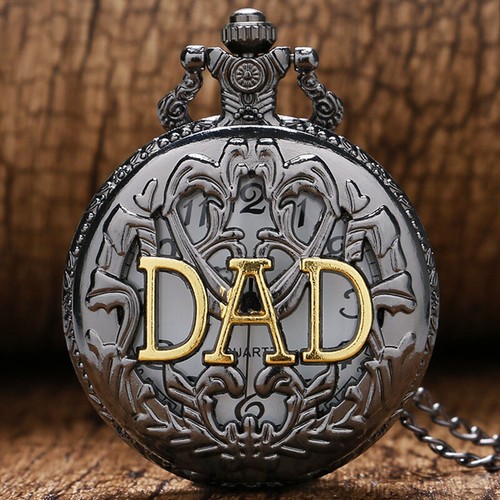 Dad Gifts Series Retro DAD Quartz Pocket Watch Necklace Chain Antique Style Gift