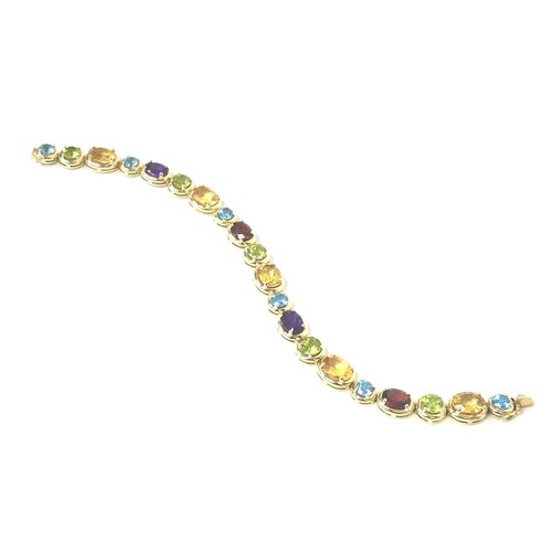 9ct Gold Gemstone Bracelet Amethyst Citrine Garnet Peridot Topaz 7.5 Inch 16.5g - Picture 17 of 23