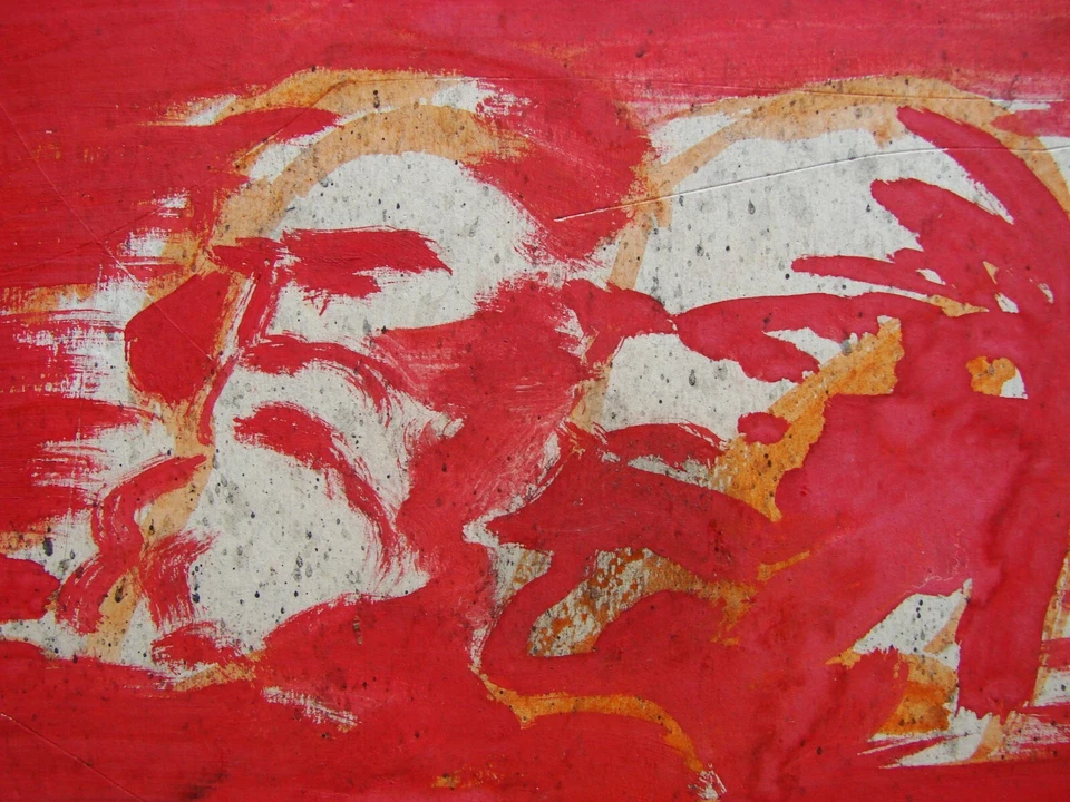 Pintura ucraniana soviética URSS política de vanguardia Lenin Marx comunismo bandera Foto 4 de 4