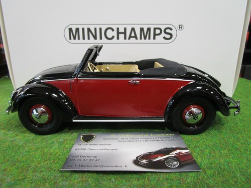 VOLKSWAGEN BEETLE de 1949 noir et bordeaux 1/18 MINICHAMPS 107054230 coccinelle - Picture 2 of 5