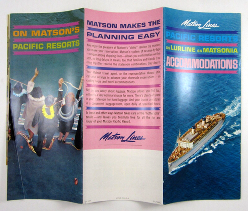 Vintage Matson Lines SS Lurline Deck Plan Ozeandampfer Honolulu Hawaii 1960-70er - Bild 10 von 10