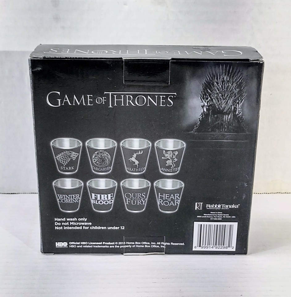 Rare Game of Thrones House Sigil Shot Glasses Rabbit Tanaka Set of 4
