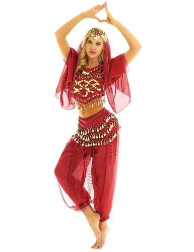 Damen Tanzbekleidung Laterne Kostüm Harem Outfit Cosplay Tanz Schal Bauch Sets - Bild 23 von 139