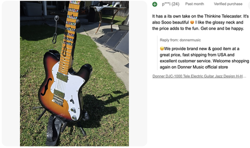 Donner DJC-1000 Electric Guitar Tele Jazz Design HH Pickup + Gig Bag Strap Cable - Picture 12 of 22