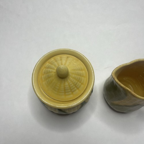 Shawnee MCM Pottery Corn King Pattern Sugar Cup and Creamer - Picture 5 of 8