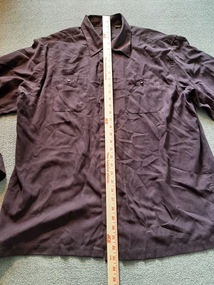 Camisa de hombre de carrete de algodón talla XXL poliéster púrpura oscuro manga larga botón Foto 3 de 4