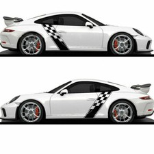 2x Racing Plaid Hood Side Door Fender Stripes Decal Stickers For Car Truck Suv
