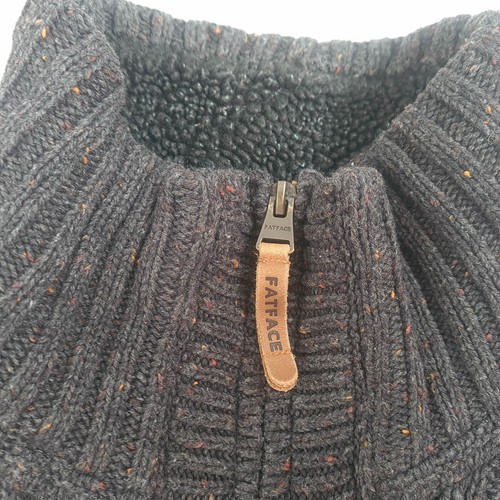 Maglione Fat Face Uomo Misto Lana 1/4 Zip Maglia Cavo Taglia M Maglione Pesante - Foto 3 di 18