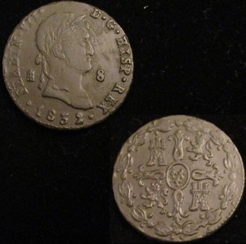 *GUTSE*253-FERNANDO VII, 8 MARAVEDIS 1832, SEGOVIA, MBC+ - Foto 1 di 3