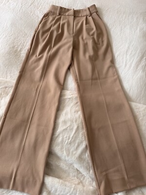 Favorite Daughter The Favorite High Rise Wide Leg Pants Camel Pinstripe 10
