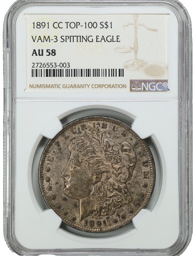 1878 Morgan Dollar 8 TF AU-58 NGC (VAM-14.5 Spiked 