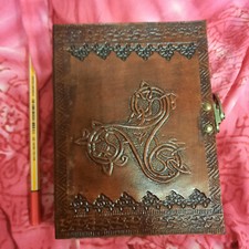 XL Notizbuch 18x14cm (Drachen-) Schloss Tribal Rune Skizzen Kladde handgeschöpft