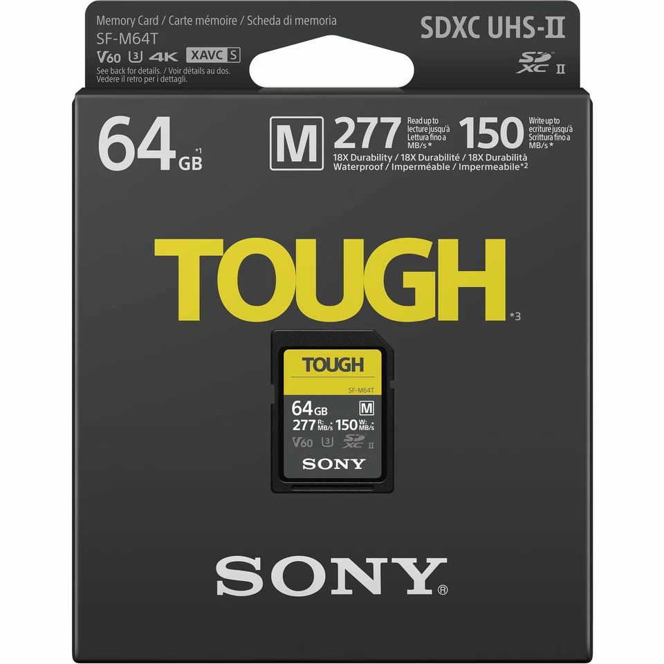 New Sony M Tough Series SF-M64T 64GB UHS-II Class 10 U3 V60 SDXC SD Memory Card - Image 2 of 2